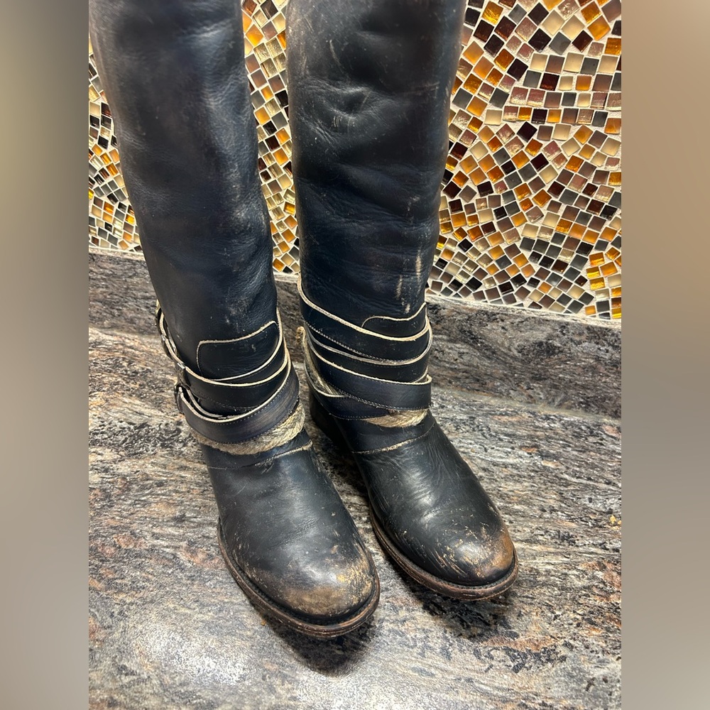Freebird Black Leather Combat Boots size 9